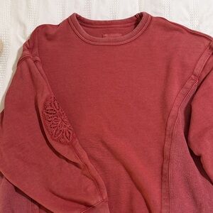 Aerie Red Sweatshirt with Embroidered Elbow Patch